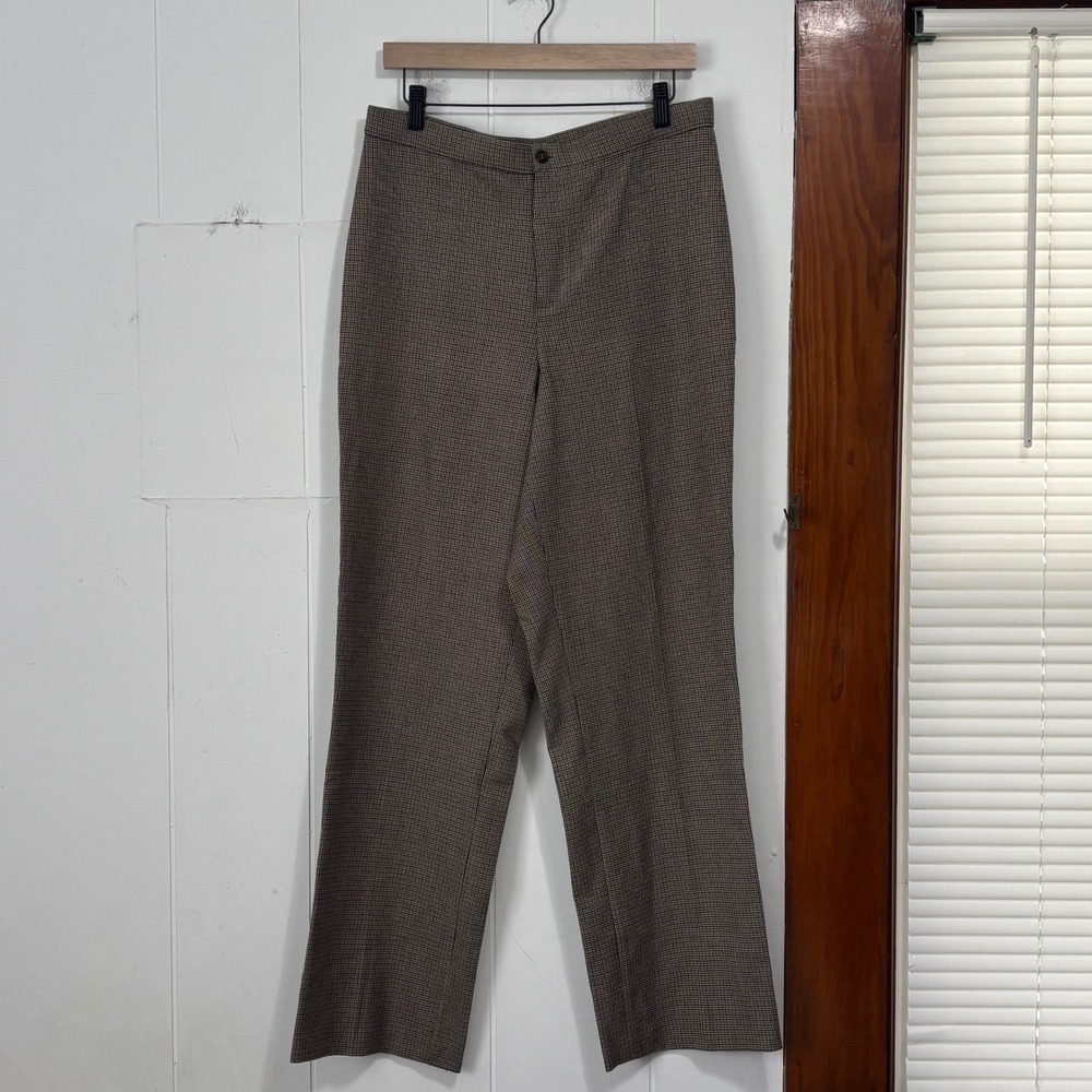 Briggs New‎ York Brown Houndstooth High Rise Straight Leg Dress Pants Womens 12